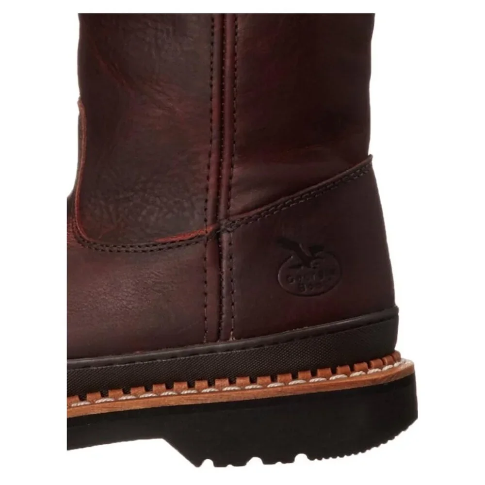 Georgia® Giant Wellington Pull-on work boot Soggy Brown Leather Men’s Size 12 M
